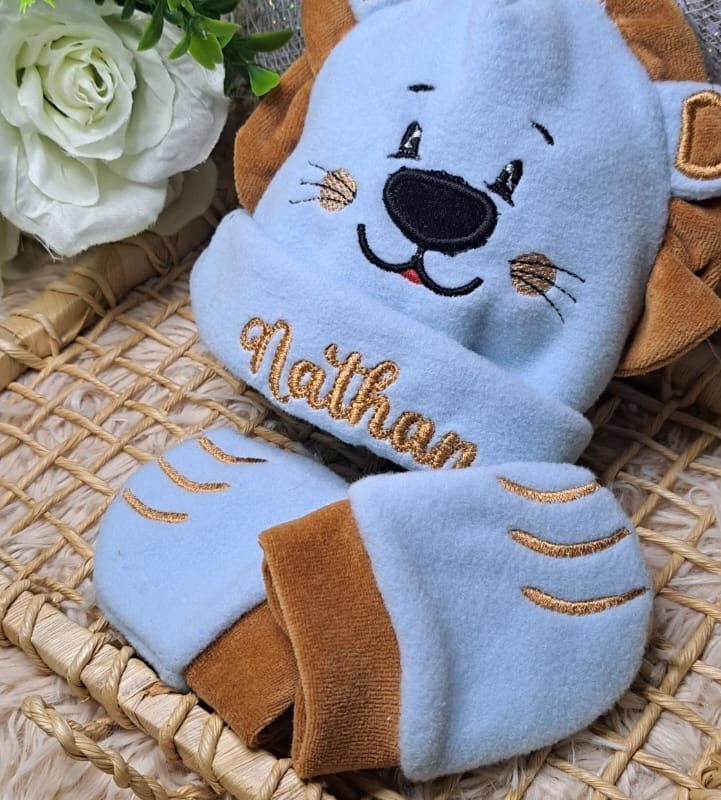 Kit Touca e luvas RN( Recém Nascido) Personalizado